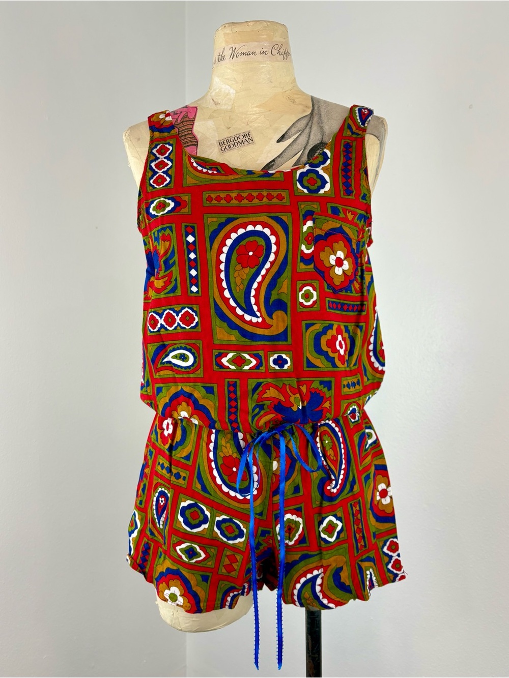 Handmade Sleeveless Paisley Print Romper